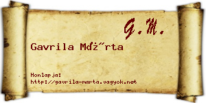 Gavrila Márta névjegykártya